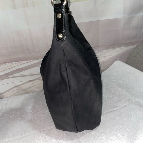 Kate Spade Nylon Leather Trim Shoulder Bag Hobo Bag Black Medium - Picture 3 of 8